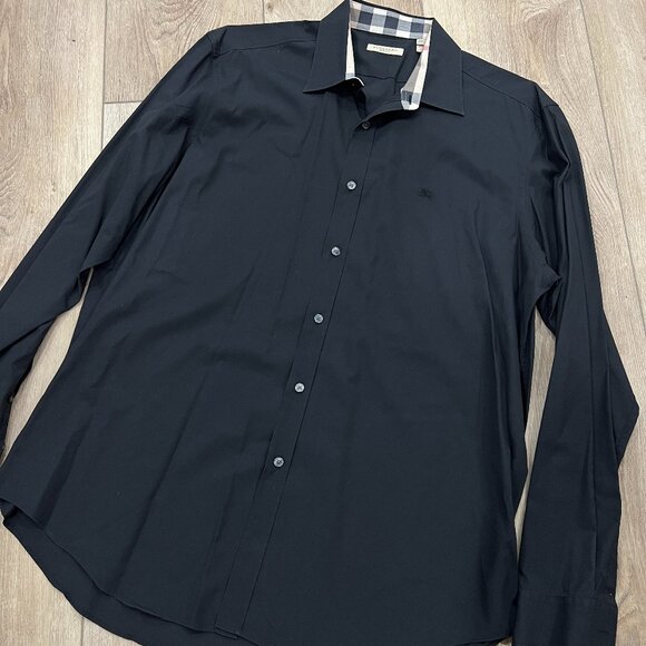 BURBERRY Brit Black Button-down Dress Shirt sz XL - Picture 2 of 5